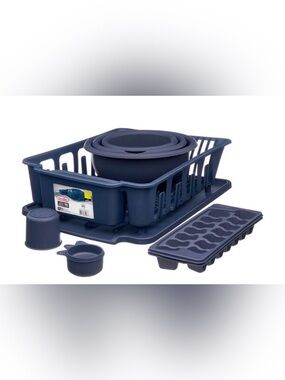 Sterilite 11-piece Navy Dish Drainer Set NEW